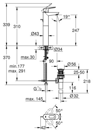 GROHE 32856000 - Miscelatore per lavabo BAULOOP 12” finitura cromo lucido