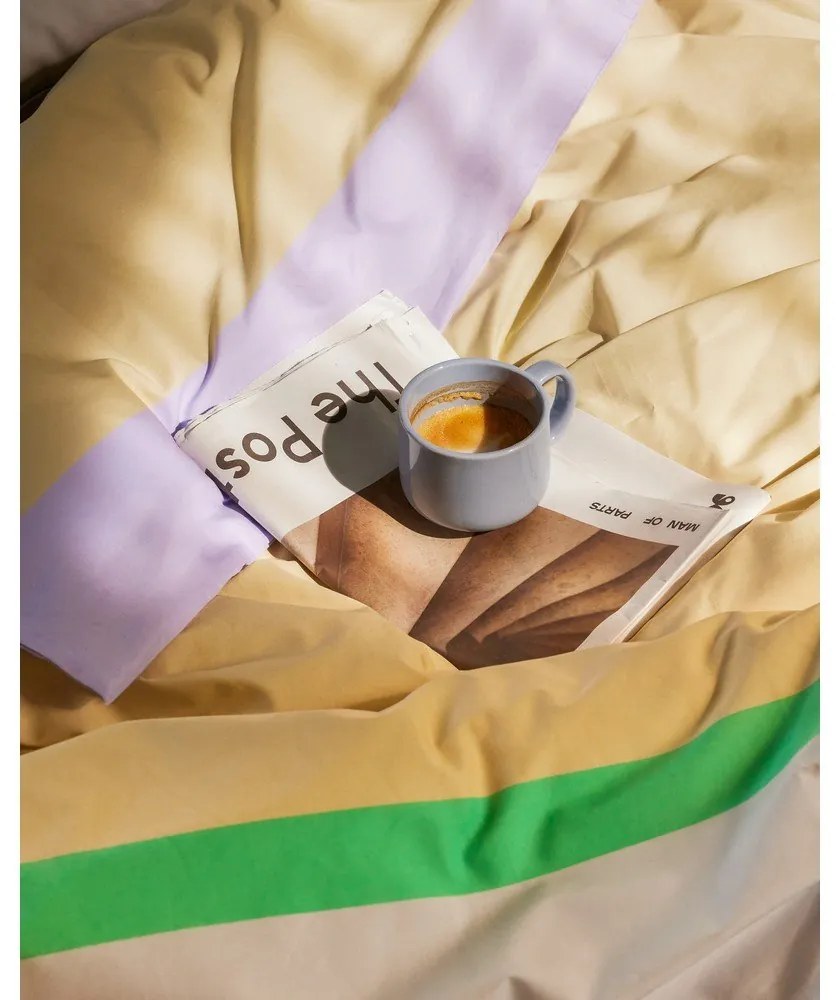 Biancheria da letto singolo bianca e beige in cotone 140x200 cm Block - Hübsch