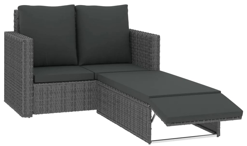 Set divani da giardino 2 pz con cuscini in polyrattan grigio