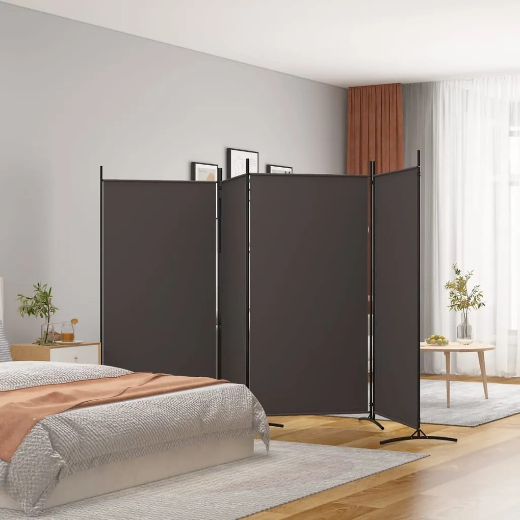 Divisorio A 4 Pannelli Marrone 346x180 Cm İn Tessuto /