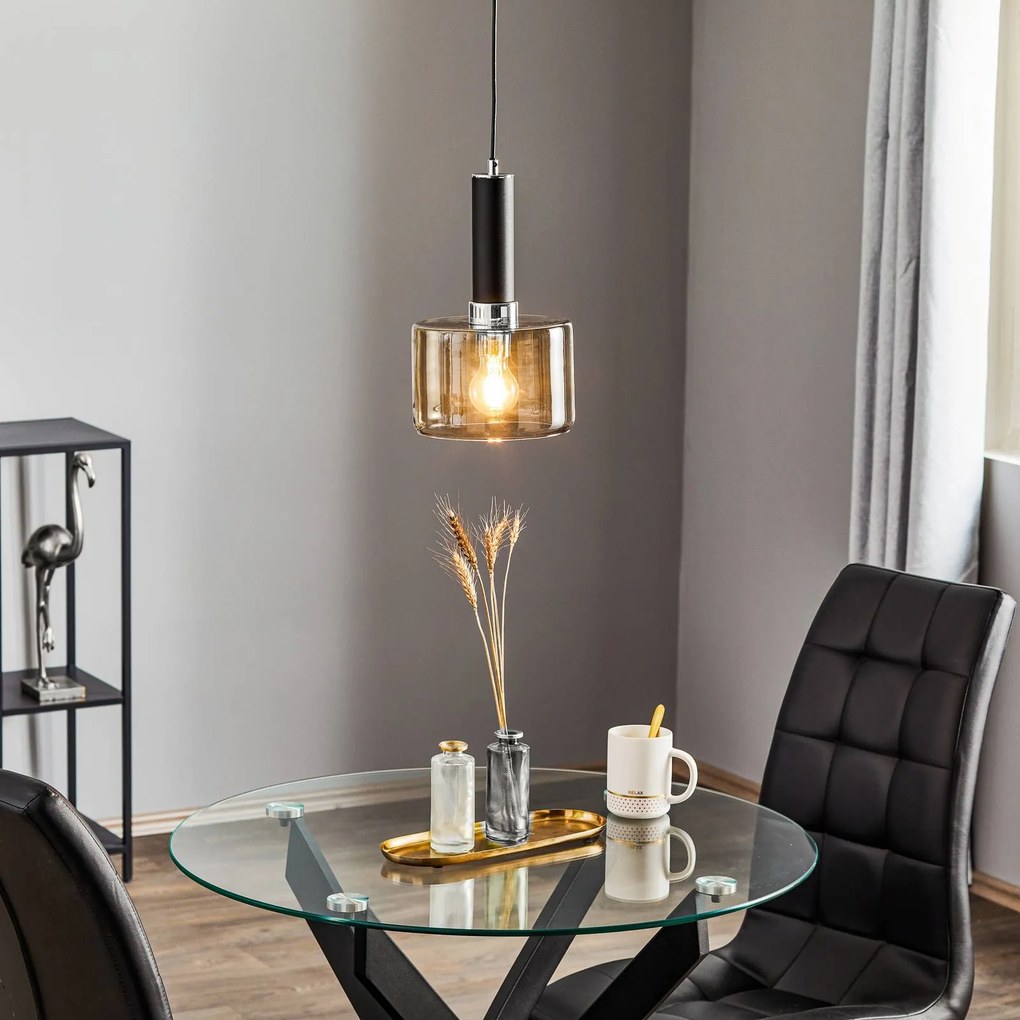 Jupiter Lampada a sospensione Viva, fumo/nero/cromo, a 1 luce