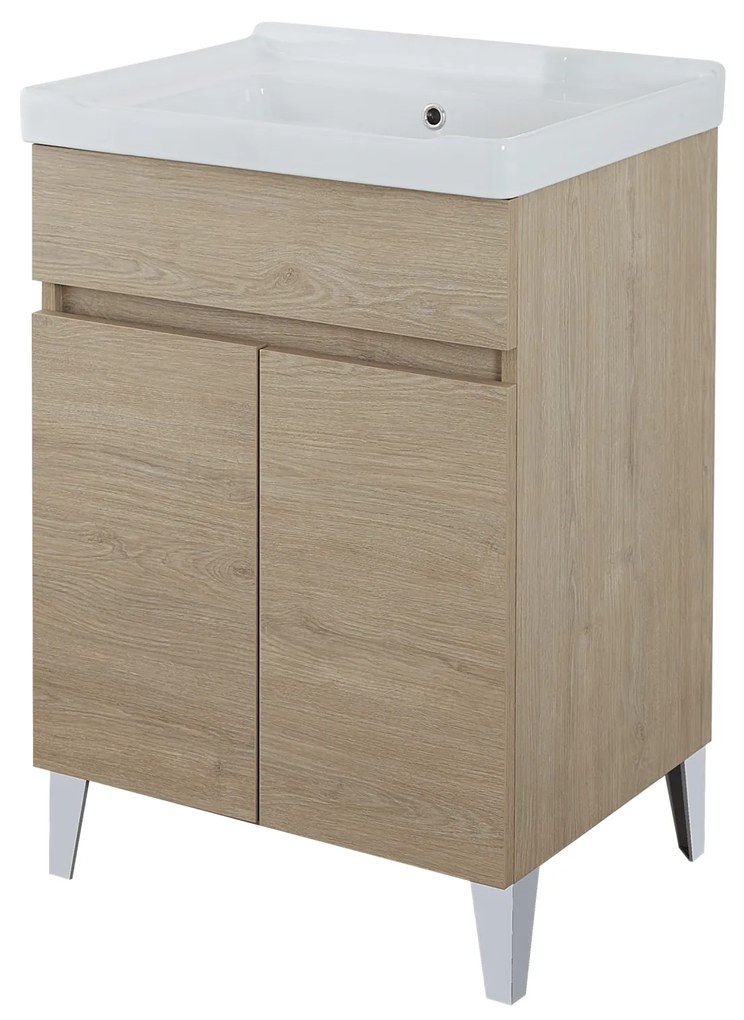 Lavatoio a Terra 60x46,8 Due Ante Con Vasca Feridras "Alba" Rovere Dolomite