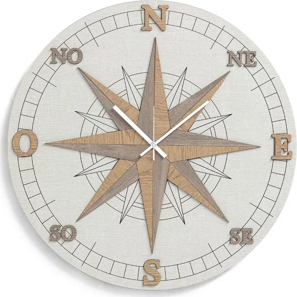 Orologio da parete legno laminato rotondo D30 cm ROSA DEI VENTI TRS