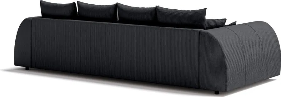 Divano nero con rivestimento in velluto a coste 310 cm Vanessa – Ropez