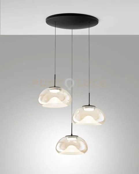 Brena sospensione cognac 3 luci tonda a led cct 2700k - 3000k - 400...