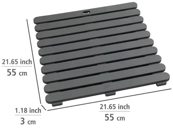 WENKO 22947100-Tappetino doccia per interni ed esterni 55x55 cm grigio