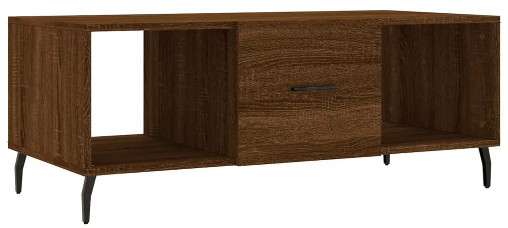 Tavolino salotto rovere marrone 102x50x40 cm legno multistrato