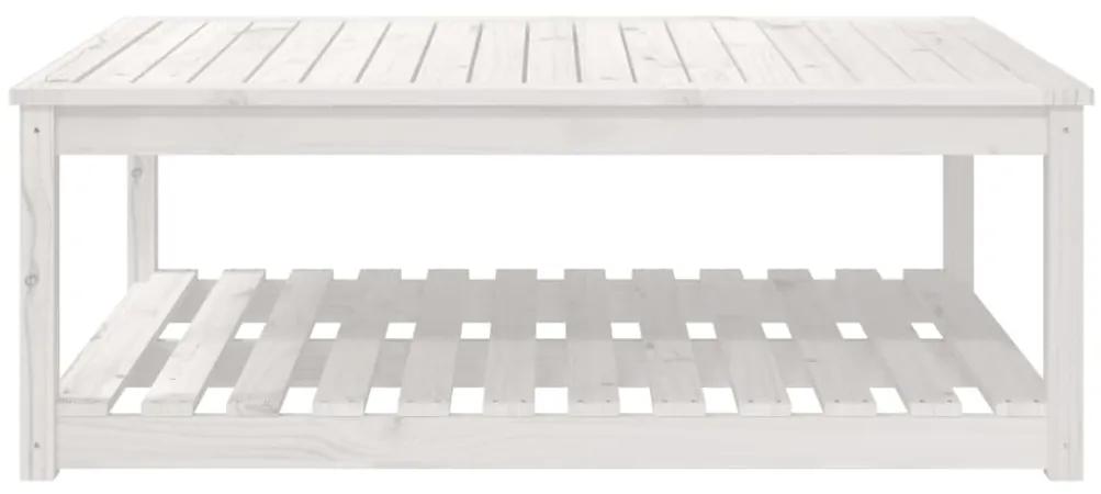 Tavolo da giardino bianco 121x82,5x45 cm legno massello di pino