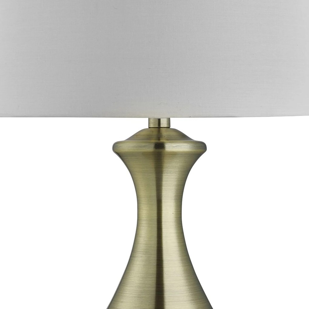 Lampada Scrivania Contemporanea Tocco Acciaio Ottone Tessuto Bianco 1 Luce E14