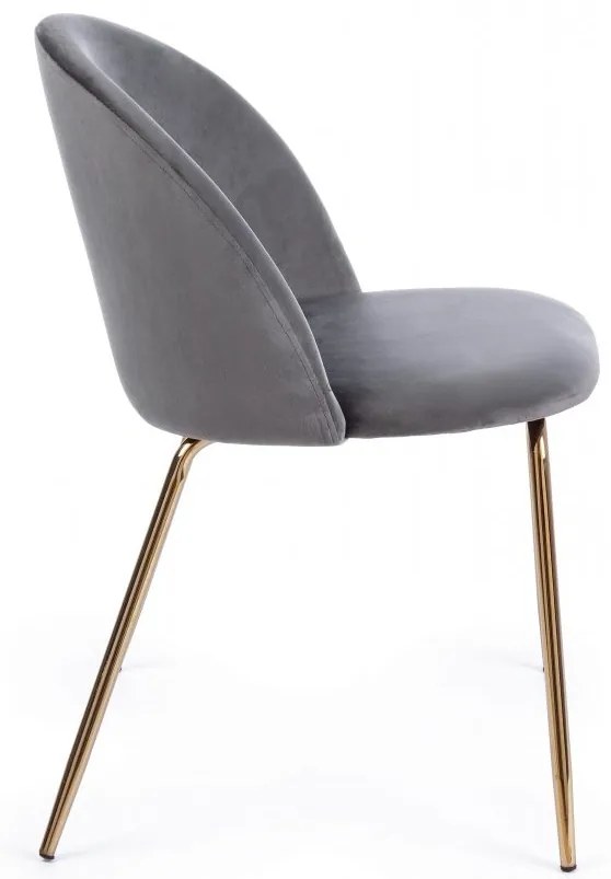 Set di 4 sedie TANYA in velluto grigio e base oro