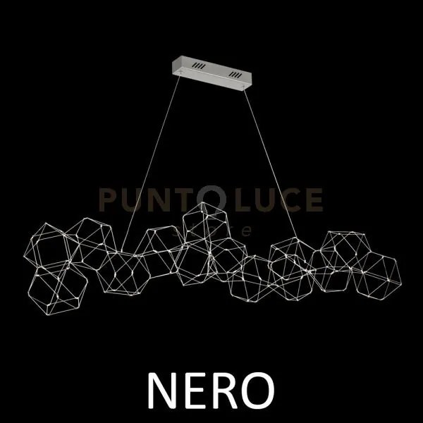 Lampada a sospensione lineare lucciola 14 cromato nero  led 3000k 6...