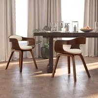 Sedie da Pranzo 2 pz Crema in Legno Curvato e Similpelle 3092378