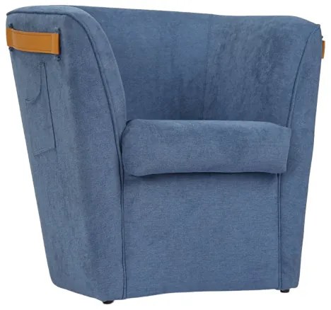 Poltrona Blu in tessuto antimacchia con tasche decorative