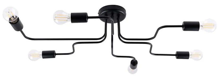 Sollux SL.1447 - Lampadario a plafone VECTOR 6xE27/15W/230V nero