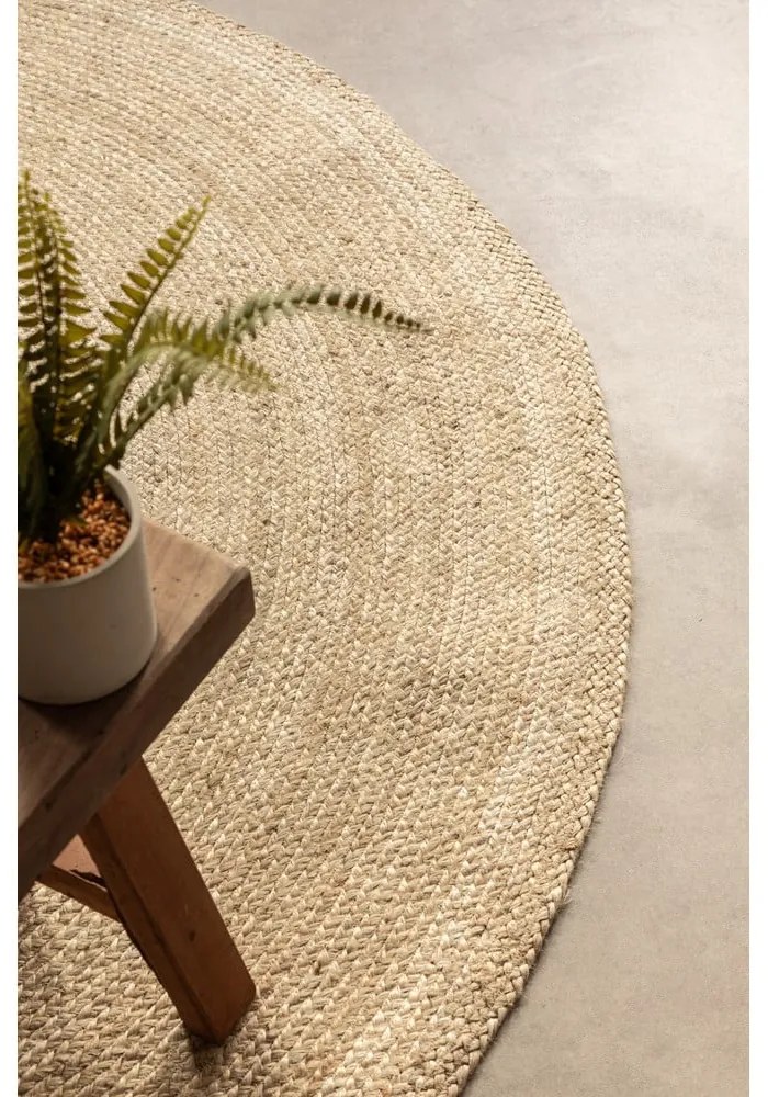 Tappeto rotondo di colore naturale in iuta reversibile ø 140 cm Braided Ivory – Hanse Home