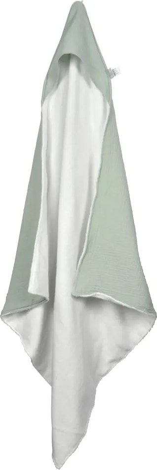 Asciugamano in mussola verde con cappuccio 75x75 cm - Bébé Douceur
