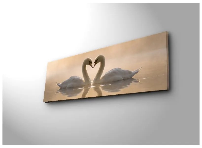 L'immagine su tela Swan Love, 90 x 30 cm - Wallity