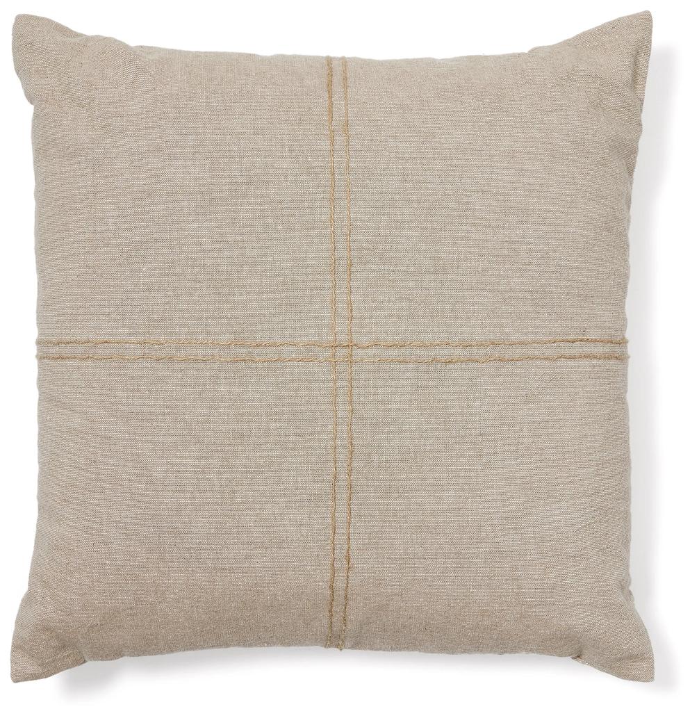 Kave Home - Federa cuscino Sulken in cotone beige con ricamo beige 45 x 45 cm