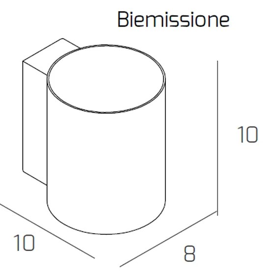 Applique Moderna Cilindrica Shape Metallo Grigio 2 Luci Gx53 10Cm Biemissione