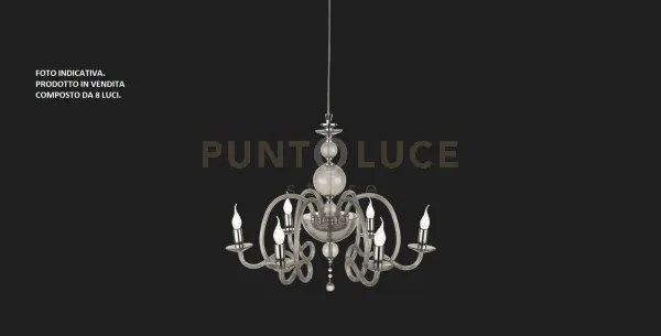Lampadario vivaldi 8 luci fume' cromo attacco e14 d.88cm