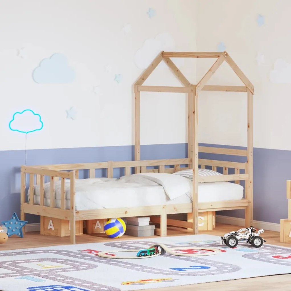 Dormeuse Con Tetto 90x190 Cm İn Legno Massello Di Pino /