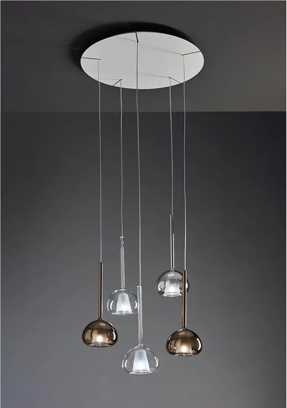Lampadario LED Glamour Beba nero paralume trasparente 5xG9 ø15cm URBAN