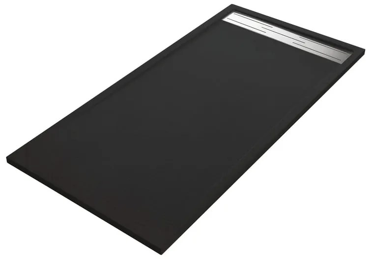 Piatto doccia SENSEA in resina Neo Metal Grid nero L 70 x L 160 x H 3.5 cm opaco effetto pietra