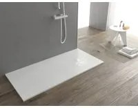 Piatto doccia ultra slim, in smc effetto pietra bianco h 2,6cm Sicena Plaget Bianco,90x160 cm