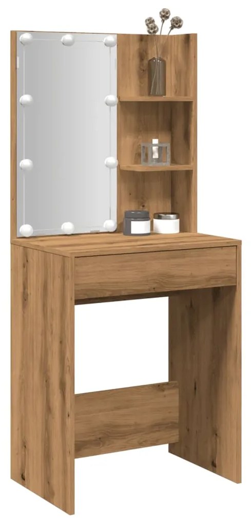 Toeletta Con Led Rovere Artigianale 60x40x140 Cm /