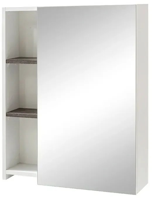 Mobile bagno sospeso salvaspazio 55 cm bianco e grigio cemento con specchio Strada