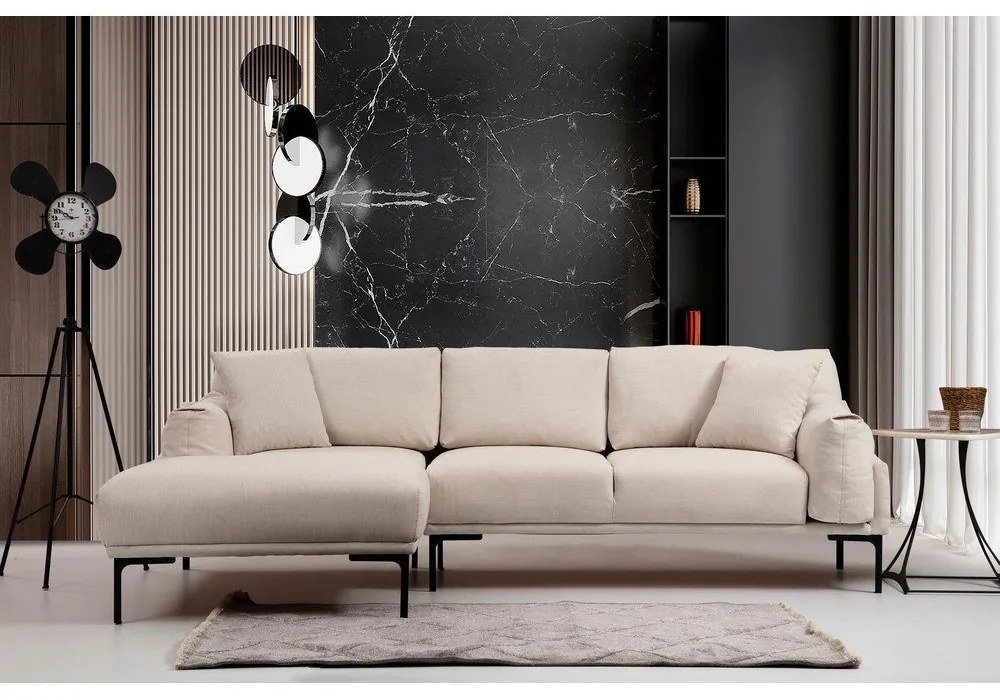 Divano angolare beige chiaro, angolo sinistro Leo - Artie