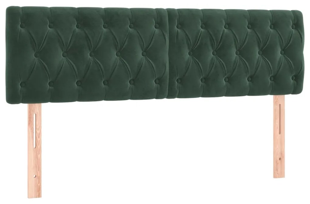 Letto a Molle con Materasso e LED Verde Scuro 160x200cm Velluto