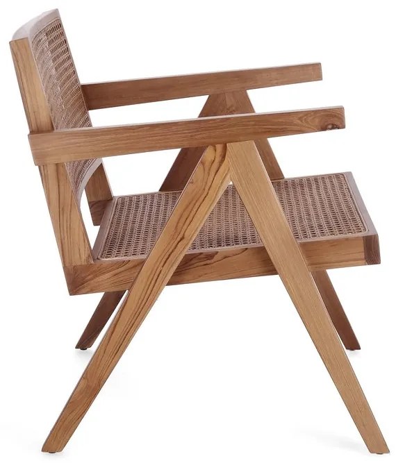 Poltrona lounge GALIA in legno di teak naturale e rattan