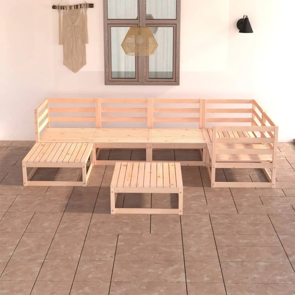 Set divani da giardino 7 pz in legno massello di pino