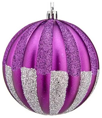 Palle di Natale Ø 10 cm 6 Unità Viola Argentato PVC