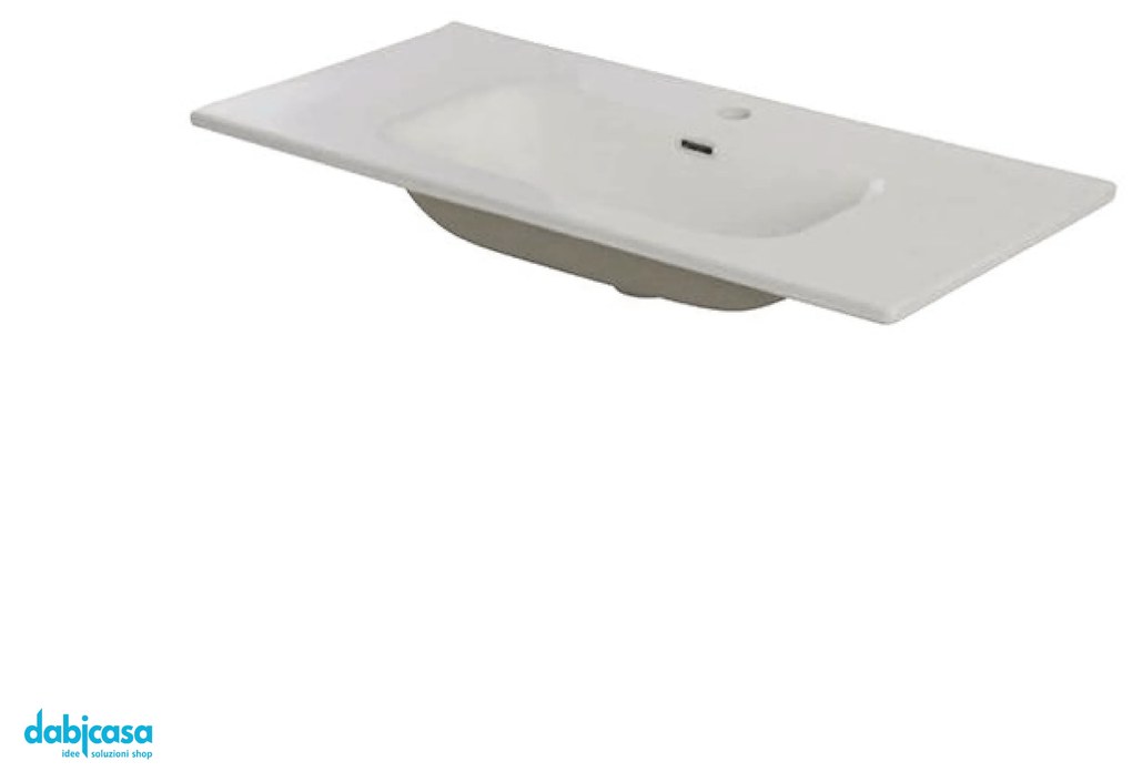 Lavabo Da Incasso "Cherry" In Ceramica 100x47 Finitura Bianco Lucido