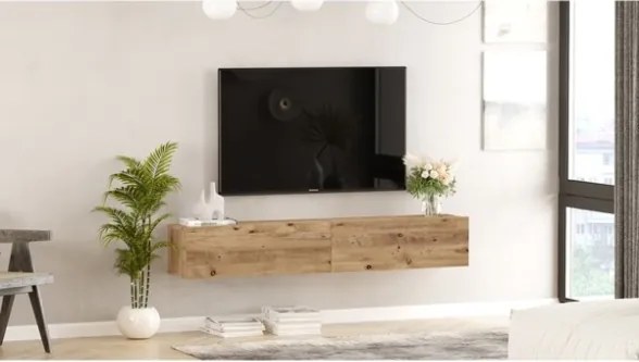 Mobile Tv Sospeso 180x32x30 Effetto Legno Rovere Future