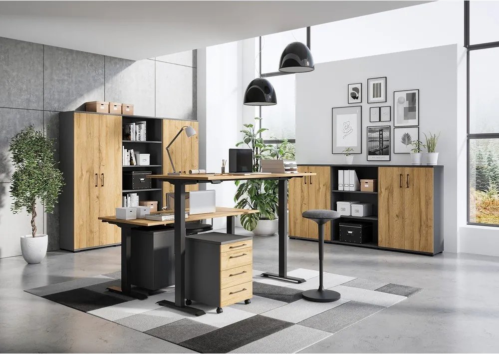 Scrivania regolabile elettricamente con piano effetto rovere 80x180 cm Agenda - Germania