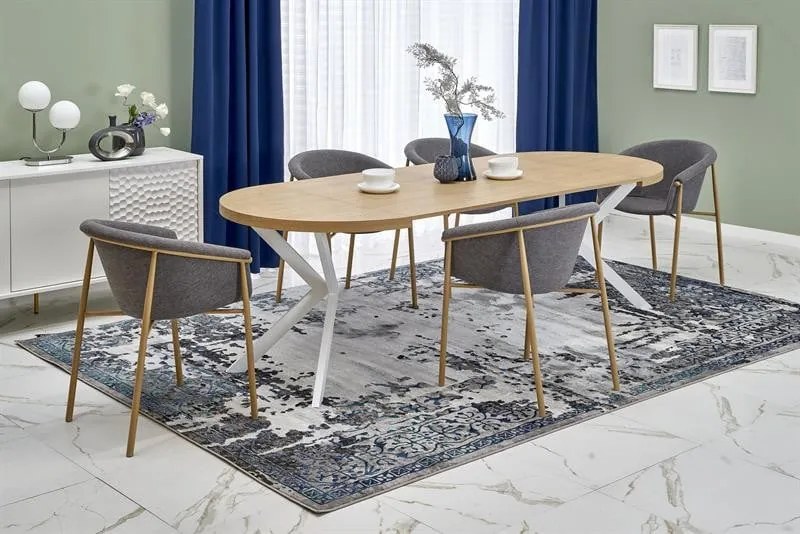 Tavolo Peroni allungabile in rovere dorato/bianco - L100-250 cm