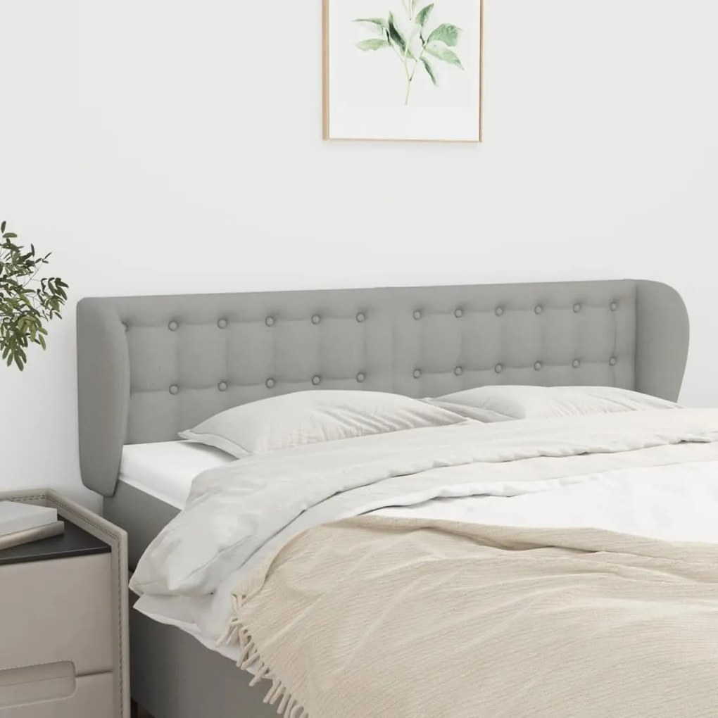 Testiera Ad Orecchio Grigio Chiaro 147x23x78/88 Cm İn Tessuto /