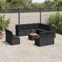 Set Divani da Giardino 12 pz con Cuscini Nero in Polyrattan 3256034