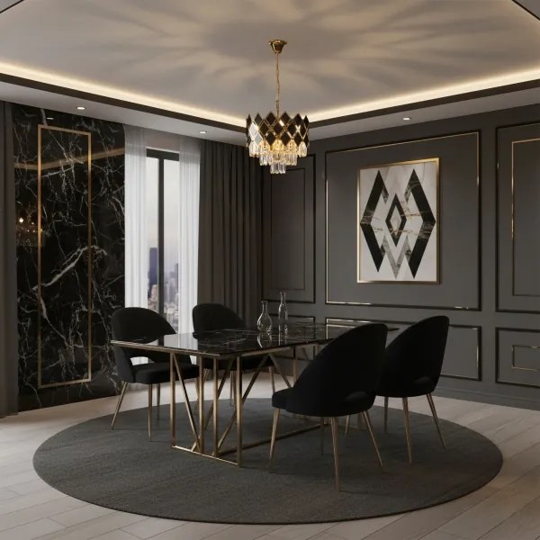 Brilagi - Lampadario a catena CRISTAL 5xE14/40W/230V Ø 38 cm oro/nero