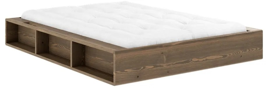 Letto matrimoniale marrone in legno di pino con griglia 140x200 cm Ziggy - Karup Design