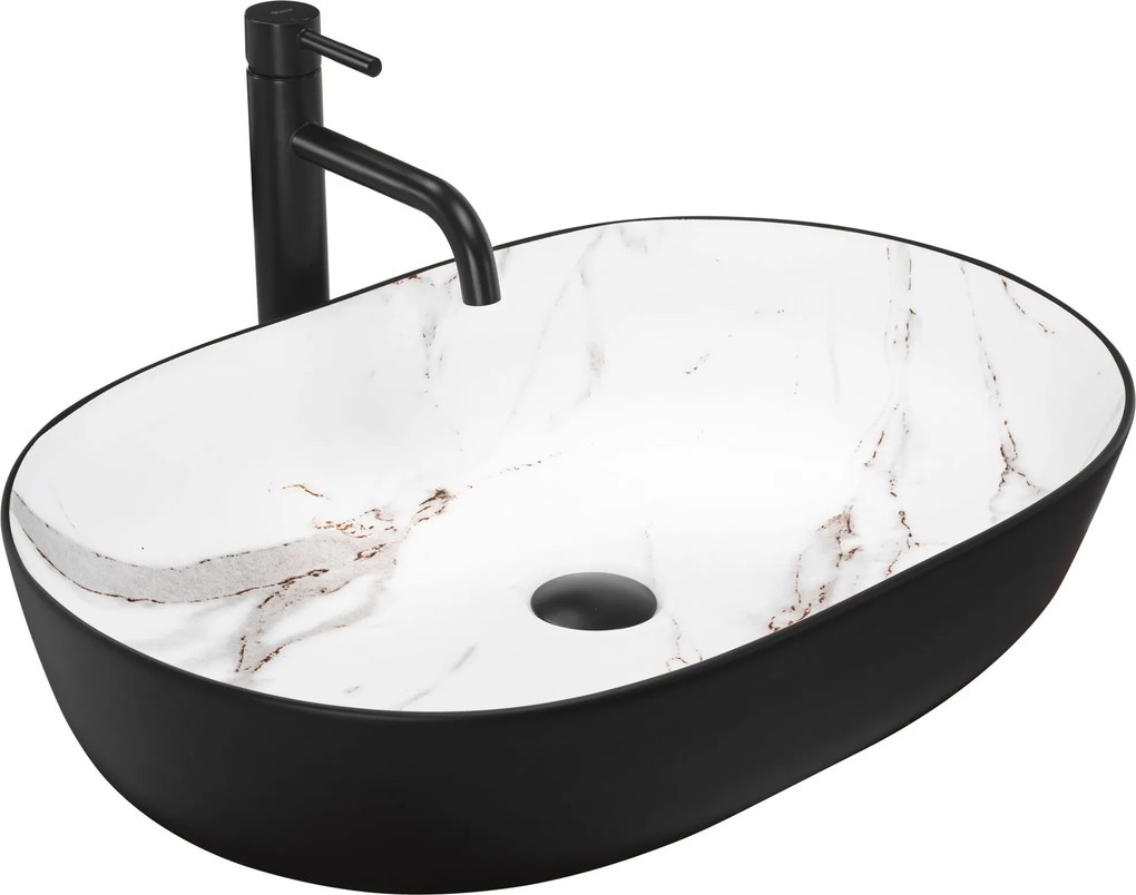 Lavabo da appoggio in ceramica Rea CLEO BLACK AIAX MATT