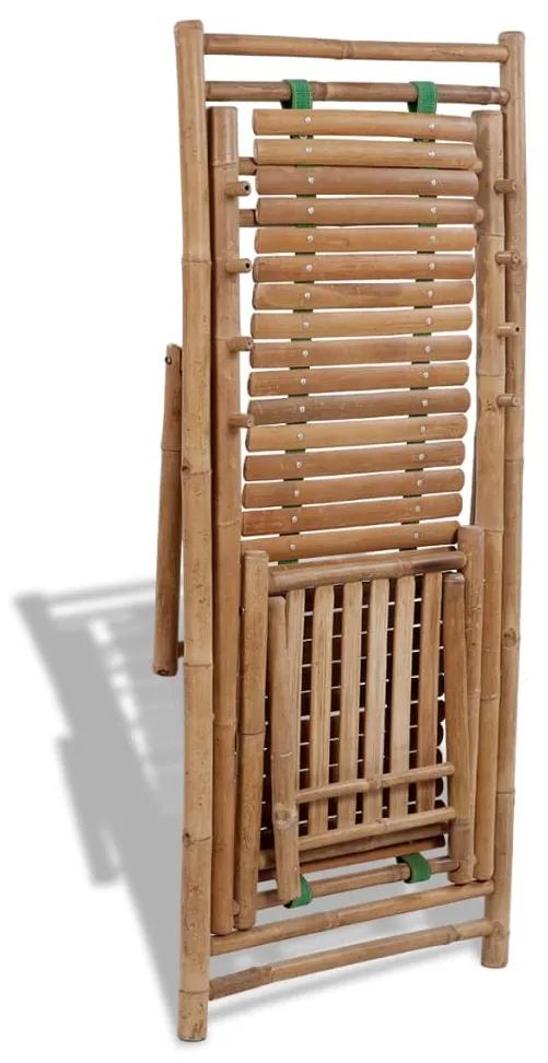 Sedia a sdraio da esterno con poggiapiedi in bambù