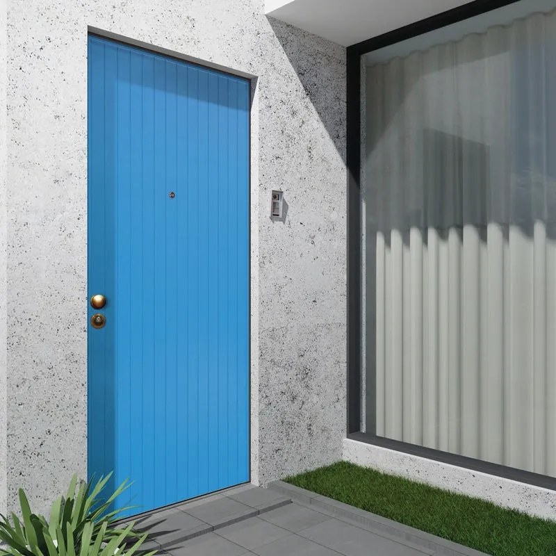 Porta blindata MASTER Grecia azzurro/noce L 90 x H 210 cm apertura destra