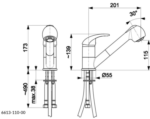KFA Armatura 6613-110-00 - Rubinetto lavello con doccetta estraibile INDIRA cromo lucido