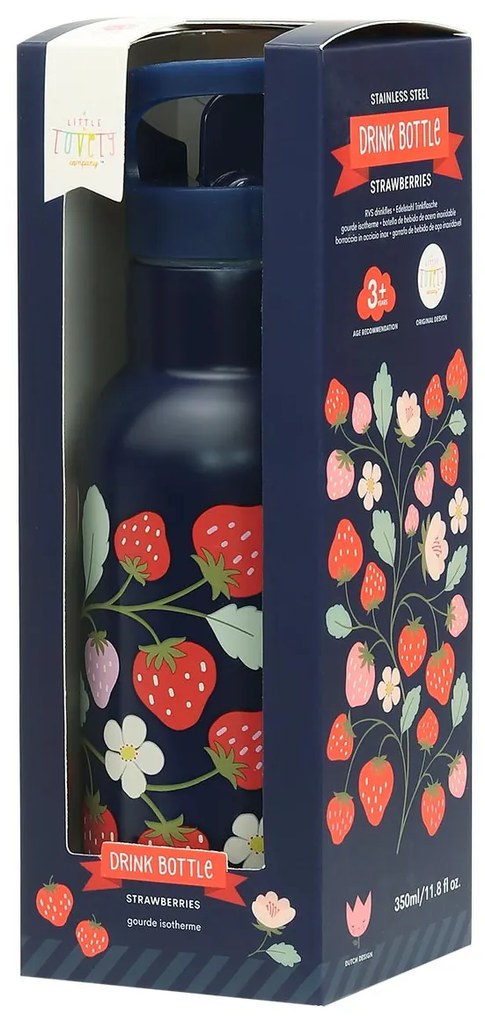 A Little Lovely Company - borraccia in acciaio inox, 350 ml - fragole