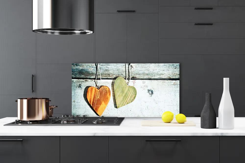 Pannello cucina paraschizzi Cuore in legno Art 100x50 cm