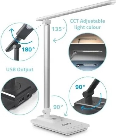 Lampada da tavolo LED dimmerabile USB 9W 230V 3000K/4000K/5500K bianco